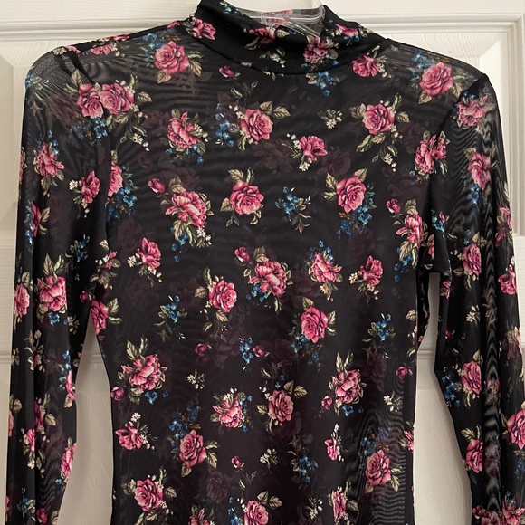 Sheer black mock turtleneck top - Picture 1 of 3